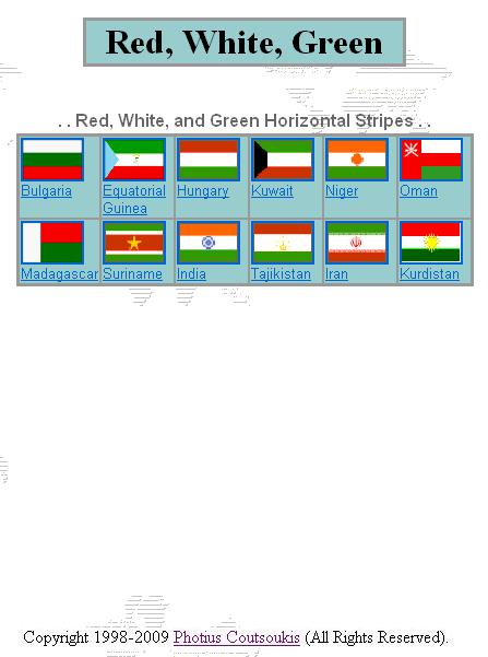 horizontal_red_white_green_stripes Flag Identifier Printable page