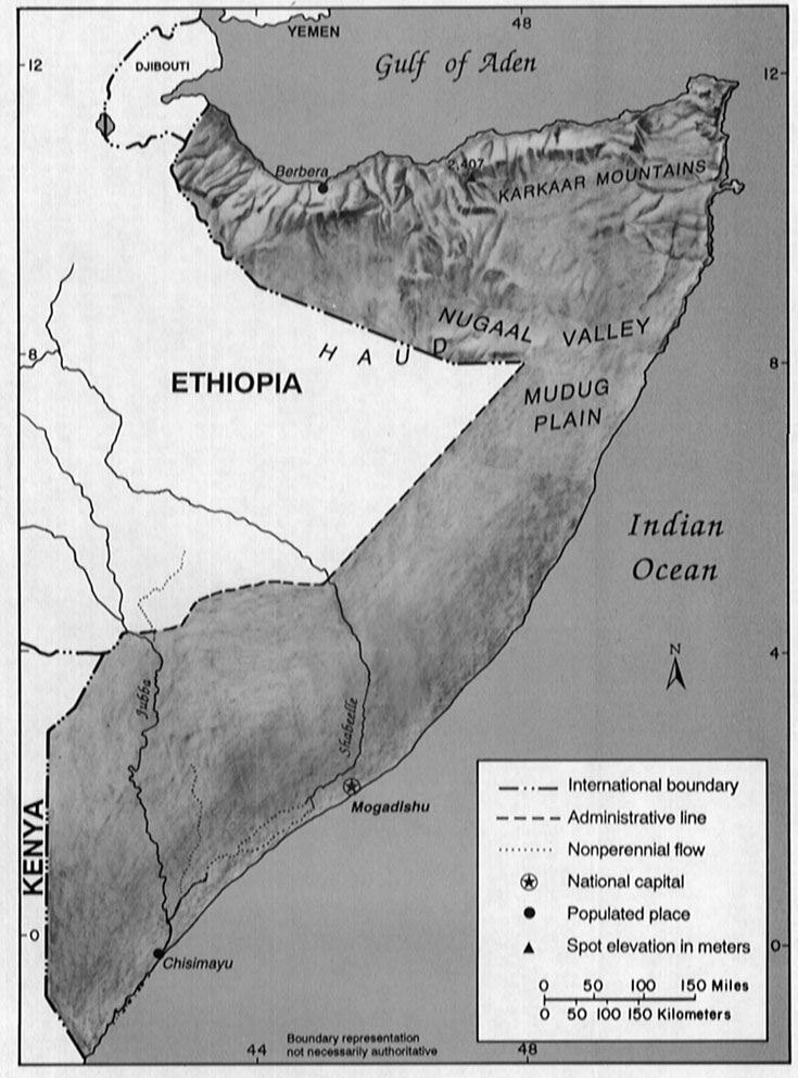 physical map of somalia. lt;lt; Back to Somalia Geography
